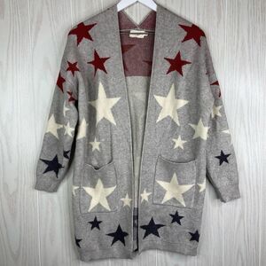 Dreamers Women's Multicolor Star Print Open Front Cardigan Sweater Size XS